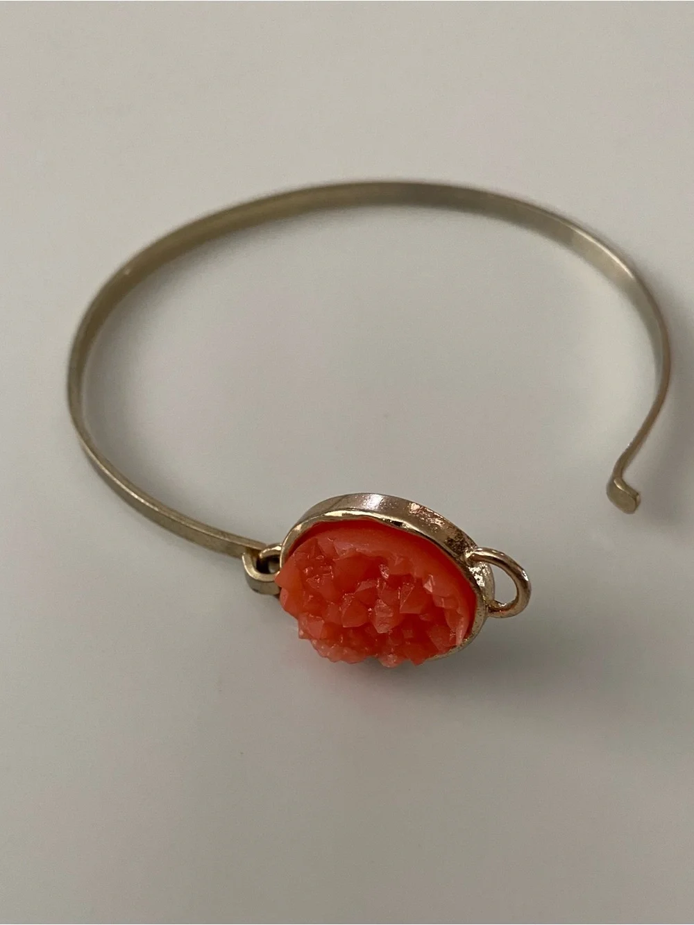 Gold-Tone Bracelet with Orange Druzy Centerpiece